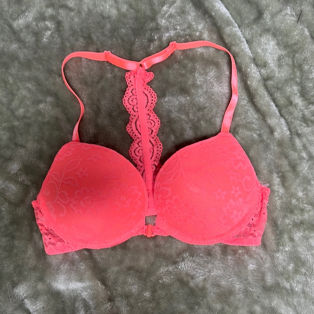 Perfect TShirt PushUp Bra 32B razorback w/front clasps Xhilaration Floral Lace